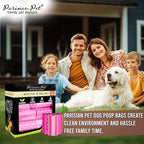 Parisian Pet Ecofriendly Dog Poop Bags Rolls - 320 Count Unscented Poop Bags For Dogs - Leakproof, Extra Thick, 16 Dog Waste Bags Refill Rolls - Stripes Dots Pink Doggie Poop Bags
