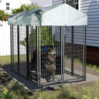 LEMBERI 6x4x6 FT Outdoor Dog Kennel for Large Dogs, Heavy Duty Welded Wire Steel Dog Playpen Fence with Secure Lock, Pet Pen with UV-Resistant Waterproof Roof Cover for Outside