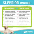 Raw Paws Compressed Rawhide Chews for Small Dogs (10 Pack) - Natural Raw Hides Small Dogs - Single Ingredient Dog Bones - Puppy Chew Bones - Puppy Teething Chews
