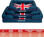 Replacement Outer Cover for The Dog's Bed Orthopedic Memory Foam Dog Bed. Washable Oxford Fabric, Medium (Blue with Red Piping UK Flag Embroidery & Centre Flag)