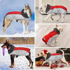 Dog Coat, Waterproof Ripstop Dog Winter Jacket with Leash Hole, Reflective Adjustable Warm Pet Fleece Snow Sweater for Small Medium Large Dogs - Red, M