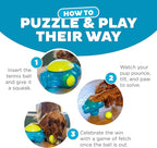 Outward Hound Tennis Maze Craze Interactive Squeaky Dog Toy, Blue