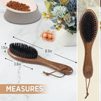 Takavu Boar Bristle Cat Hair Brush, Gentle Grooming Brush with Natural Bristles and Wooden Handle for Sensitive Skin, Pet Cleaning Supplies Keeping Your Cat's Fur Hair Coat Healthy and Shiny