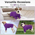 Queenmore Small Dog Sweater, Long Sleeve KnitSweater with Check Pattern, Warm Plaid Doggie Sweaters for Small Medium Dogs, Solid Pull-on Cat Knitwear, Purple S