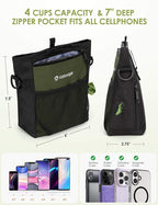 Gobeigo Dog Treat Pouch with Silicone Snack Bag, Front Pocket fits All Phones, 4 Cup Treat Bag with Training Clicker, Upgrade Stronger Magnetic Closure, 3 Ways to Wear Walking Fanny Pack (Army Green)