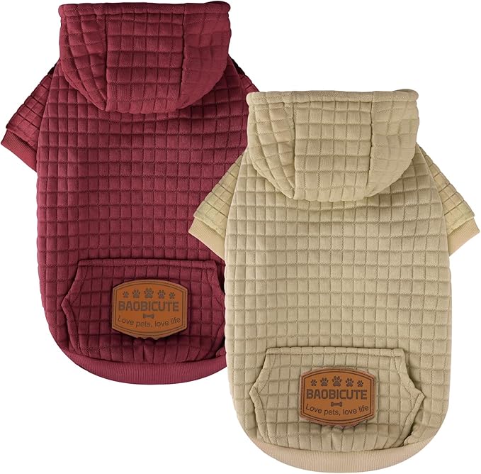 2 Pack Dog Hoodie Sweaters for Small Medium Dogs Warm Dog Clothes for Large Dogs Soft Waffle-Like Laminated Sweatshirt Bulldog