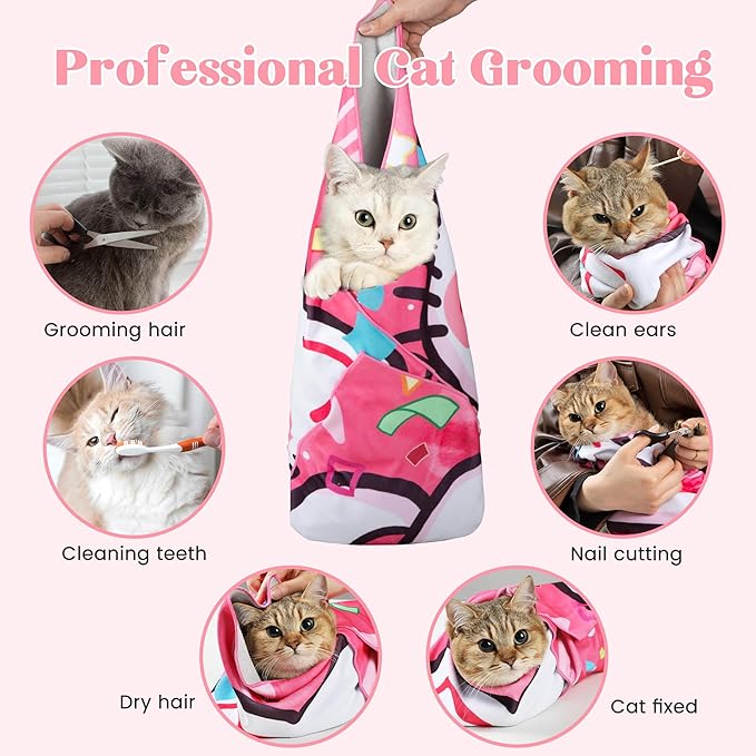 35.4" Cat Wrap for Cutting Nails, Cat Restraint for Nail Clipping, Cat Swaddle Wrap for Adult Cats, Cat Burrito Wrap Can Be Applied to Cat Nail Trimming, XX-Large, Within 22lbs
