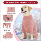 Dog Winter Coat for Small Medium Large Dog for Run Walk Sleep Warm Fleece Pet Sweater & Windproof Pajamas Snow Jacket Large Pink