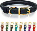 OOPSDOGGY Reflective Rolled Leather Dog Collar Adjustable Soft Padded Pet Collar for Small Medium Large Breed Dogs (Black, XS, 8"-11")