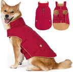 Dog Winter Coat, Dog Jacket with Warm Fleece Lined, Waterproof Windproof Dogs Cold Weather Coats Clothes for Puppy Dogs Snowsuit with Leash Hole, Red Small