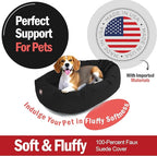 Majestic Pet 32 Inch Suede Shredded Memory Foam Mix Calming Medium Dog Bed Washable 32 x 23 x 7 (Inch) - Cozy Soft Round Donut Dog Bed with Spine for Head Support - Pet Bed Black