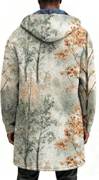 LIZALIG Long Hooded Cardigan Men Japanese Art Style Fashion Cool Graphic Coats Winter Warm Lined Fleece Jacket