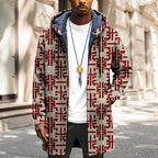 Mens Long Cardigan Hoodies Full Zip Fleece Lined Jackets Fashion Knitted Color Block Hooded Coat with Pockets