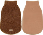 cyeollo Reversible Dog Coat Thick Turtleneck Fleece Furry Clothes Doggie Jacket for Cold Weather Winter Warm Dog Coats for Small Dogs Apparel Brown, S