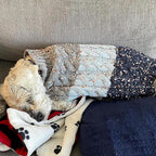 KYEESE Dog Sweater Color Block with Fuzzy Thread Knitted Turtleneck Dog Knitwear with dots in a Variety of Colors for Medium Dogs Fall Winter Dogs Clothes, Navyblue, XL