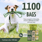 Reli. Biodegradable Dog Poop Bags (1100 Pack, 2 Large Rolls) | 9"x13" Large Poop Bags for Dogs | Unscented, Leak Proof Oxobiodegradable Pet Waste Clean Up | Green Eco-Friendly | Dispenser Box