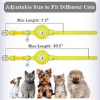 OOPSDOGGY Cat Collar for AirTag Holder, Leather Kitten Collars with Elastic Strap & Bell, Non Breakaway Adjustable Small Pet Collars for Indoor & Outdoor for Boy, Girl (Yellow)