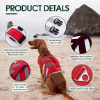 Kuoser Dog Life Jacket with Reflective Stripes - Adjustable High Visibility Vest, Ripstop Lifesaver, Pet Preserver with High Flotation Swimsuit for Small, Medium and Large Dogs