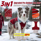 Insulated Relaxed Fit Dog Winter Coat with 360° Reflective Strips, Hard Shell Pet Sonw Jacket for Outdoor, Waterproof Apparel for Extra Large Dogs, Soft Fur Collar Clothes for Great Dane(Wine, 3XL)