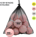 Teloon Pressure Training Tennis Balls-12 or 18 Count-Mesh Carry Bag，4 Colors Available，Pressureless Training Exercise Tennis Balls for Beginners.