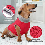 Warm Fleece Dog Coats with Durable Harness Buitl in D-Ring,Waterproof Doggie Jacket for Large Dogs,Dog Vest for Cold Winter,Red XXXL