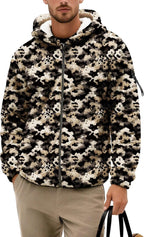 Men's Camouflage Hunting Fleece Lined Hoodie Camo Jackets Zip Up Long Sleeve Casual Winter Coats Hood Outerwear