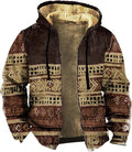 Men's Zip Up Jackets Western Style Ethnic Hoodie Hooded Vintage Long Sleeve Warm Coat Winter Outfits