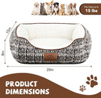Tweed Rectangle Cat Dog Bed for Medium Small Pets Indoor Outdoor Machine Washable Sleeping Sofa Non-Slip Bottom Soft Puppy Bed Durable Orthopedic Calming Pet Cuddler (Small, Tweed)