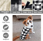 Malier Classic Plaid Fleece Dog Coat with Pocket - Windproof Warm Winter Pet Jacket for Small to Large Dogs (White, Medium)