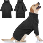 Queenmore Dog Turtleneck Long Sleeve Knitted Pet Sweater with Check Pattern - Fall Winter Warm Dog & Cat Sweater, Charcoal Gray XL