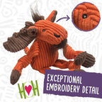 HuggleHounds Knottie Plush Dog Toy - Dog Stuffed Animal Toy, Squeaky Puppy Toys, for Small, Medium & Large Dogs, Durable Plush to Keep Them Busy - Angus Cow, Large