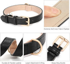 WHIPPY Leather Dog Collar for Small Medium Large Dog Adjustable Soft Breathable Leather Padded Puppy Collar with Alloy Buckle Heavy Duty Waterproof Classic Dog Pet Collar,Black,L