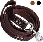 ADITYNA Heavy Duty Leather Dog Leash 6 ft x 1" - Strong, Soft Training Lead for Large & Extra Large Breeds (XL - 6 ft x 1 inch, Brown)
