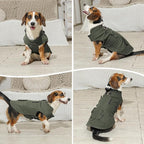 Workwear Style Dog Coats with Harness Built in for Small Dogs Windproof Warm Puppy Jacket with Storage Pockets for Cold Winter,Green M