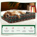 XL Christmas Dog Bed for Extra Large Dogs-Waterproof Large Dog Cat Bed with Sides,Foam Big Pet Couch Sofa Beds with Washable Removable Cover，Comfort Orthopedic Pet Beds with Non-Slip Bottom