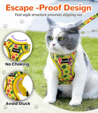 Halypet Cat Harness and Leash Set for Walking, Escape Proof Adjustable Vest Harness with 3-in-1 Integrated Buckles, Easy Control Soft Breathable Mesh with Reflective Strips for Cats, M, Bright Yellow