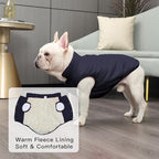 2 Layers Fleece Lined Warm Dog Jacket for Winter Cold Weather,Soft Windproof Large Dog Coat,Blue XXL