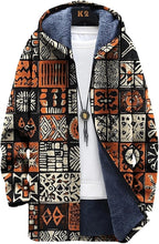 Mens Long Cardigan Hoodies Full Zip Fleece Lined Jackets Fashion Knitted Color Block Hooded Coat with Pockets