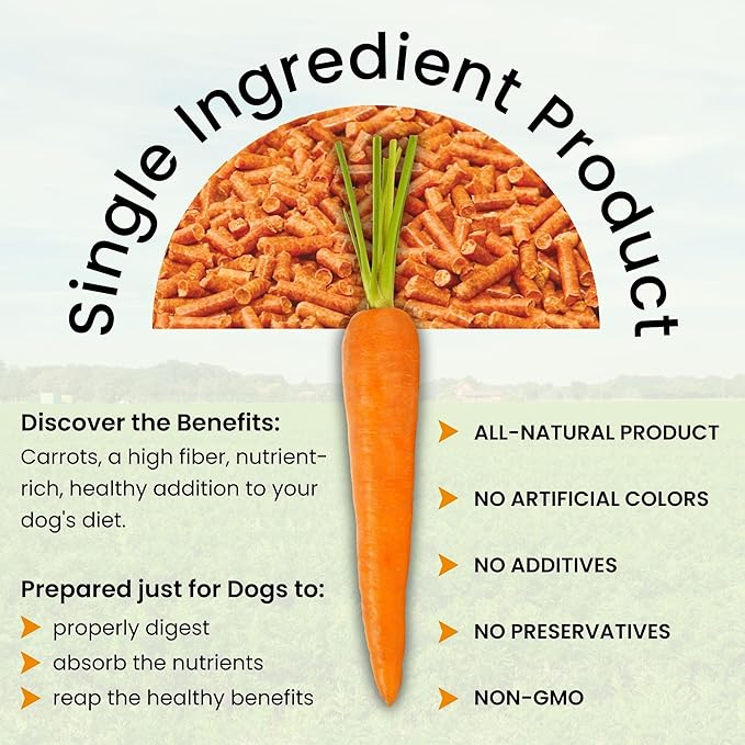 Olewo Original Carrots for Dogs – Fiber for Perfect Poop, Dog Food Toppers for Picky Eaters, Natural Skin & Coat Support, Multivitamin, Probiotics for Digestive and Gut Health, 5.5 lbs