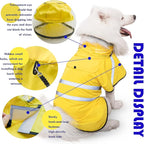 Dog Raincoat, Adjustable Rain Jacket with Hooded Double Layer for Large Medium Small Dogs Puppies, Lightweight Waterproof Rain Coat Poncho with Reflective Stripe Yellow,XXL