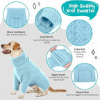 Queenmore Dog Sweater, Puppy Sweater for Small Dogs,Warm Winter Fall Dog Sweaters for Dog Girls Boys, Solid Turtleneck Knit Sweater for Large Medium Dogs,Long Sleeves Christmas Dog Sweater Blue,M