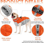 AOFITEE Dog Coat, Warm Dog Jackets for Small Dogs, Dogs Winter Coat with Harness Built in, Reflective Pet Winter Jacket, Waterproof Windproof Puppy Puffer Jacket Fleece Vest, Orange XS