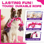 Zeaxuie 12 Pack Heavy Duty Various Dog Chew Toys Pack for Aggressive Chewers - Includes Large Rope Toys, Squeaky Toys & Indestructible Chew Bone for Medium, Large & X-Large Female Dogs