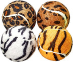 TOURNA 1.9-Inch Mini Squeaker Tennis Balls Fun Animal Print Dog Toy for Small Dogs 4 Pack