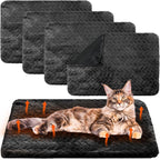 4 Pack Self Heating Cat Pad 16 x 20 Inch Self Warming Cat Bed Non Slip Warm Dog Pad Mat Washable Pet Kennel Crate Bed Mat for Indoor Outdoor Pets(Black,20 x 28 Inch)