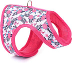Mile High Life Dog Harness, Air Mesh Floral Vest Harness for 20 lbs Small Dogs & Cats, Easy Get on Adjustable Easy Closures Both Neck and Chest(Peony, S Chest 16"-18")
