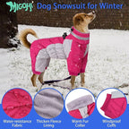 MIGOHI Full Body Dog Coat - Warm Reflective Winter Coat for Medium Dogs with Harness,Turtleneck Dog Fleece Jacket,Four-Leg Windproof Puffer Jackets Snowsuit with Zipper for Small Medium Large Dogs,L
