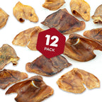 Best Bully Sticks Pig Ears for Dogs - 12 Count (Pack of 1) - All-Natural, USA Baked and Packed, Single Ingredient, 100% Pork, Easily Digestible - Puppies, Small, Medium, Large