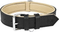 Riparo Genuine Leather Padded Dog Heavy Duty K-9 Adjustable Collar (XXL: 2” Wide for 24”-29” Neck, Black)