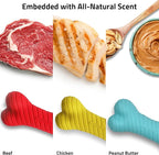 Playology Dog Toys | Rainbow of Scent Chew Toy Gift Box - Dual Layer Bones for Dogs | Peanut Butter, Chicken, & Beef Scented Toys - Easy to Clean and Made from Non Toxic Materials